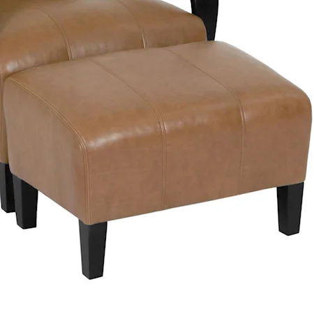 Contemporary Ottoman With Tapered Block Feet